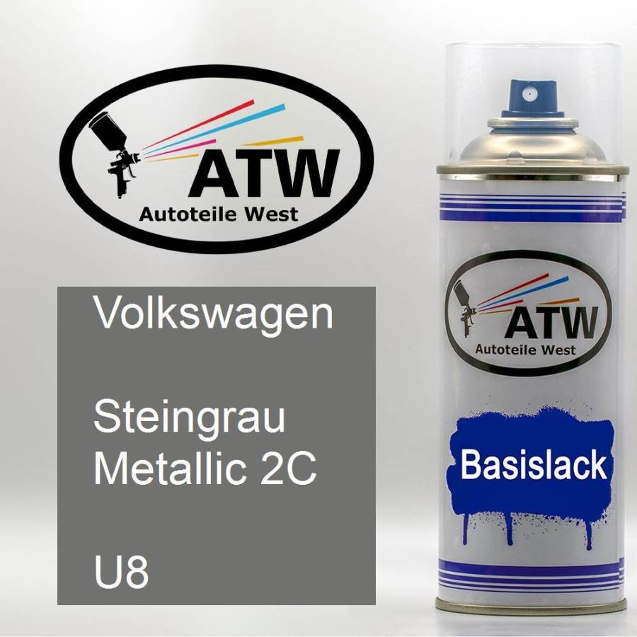 Volkswagen, Steingrau Metallic 2C, U8: 400ml Sprühdose, von ATW Autoteile West.